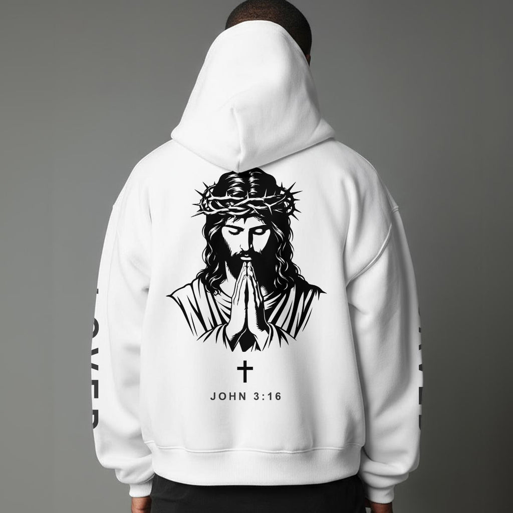 John 3:16 "Jesus Loves You" Christian Fleece Hoodie Unisex Relaxed Fit