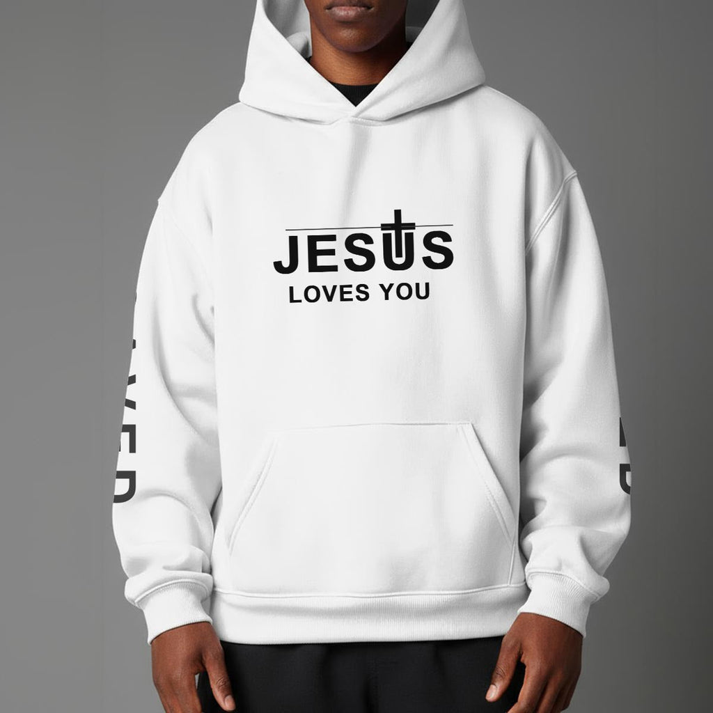 John 3:16 "Jesus Loves You" Christian Fleece Hoodie Unisex Relaxed Fit