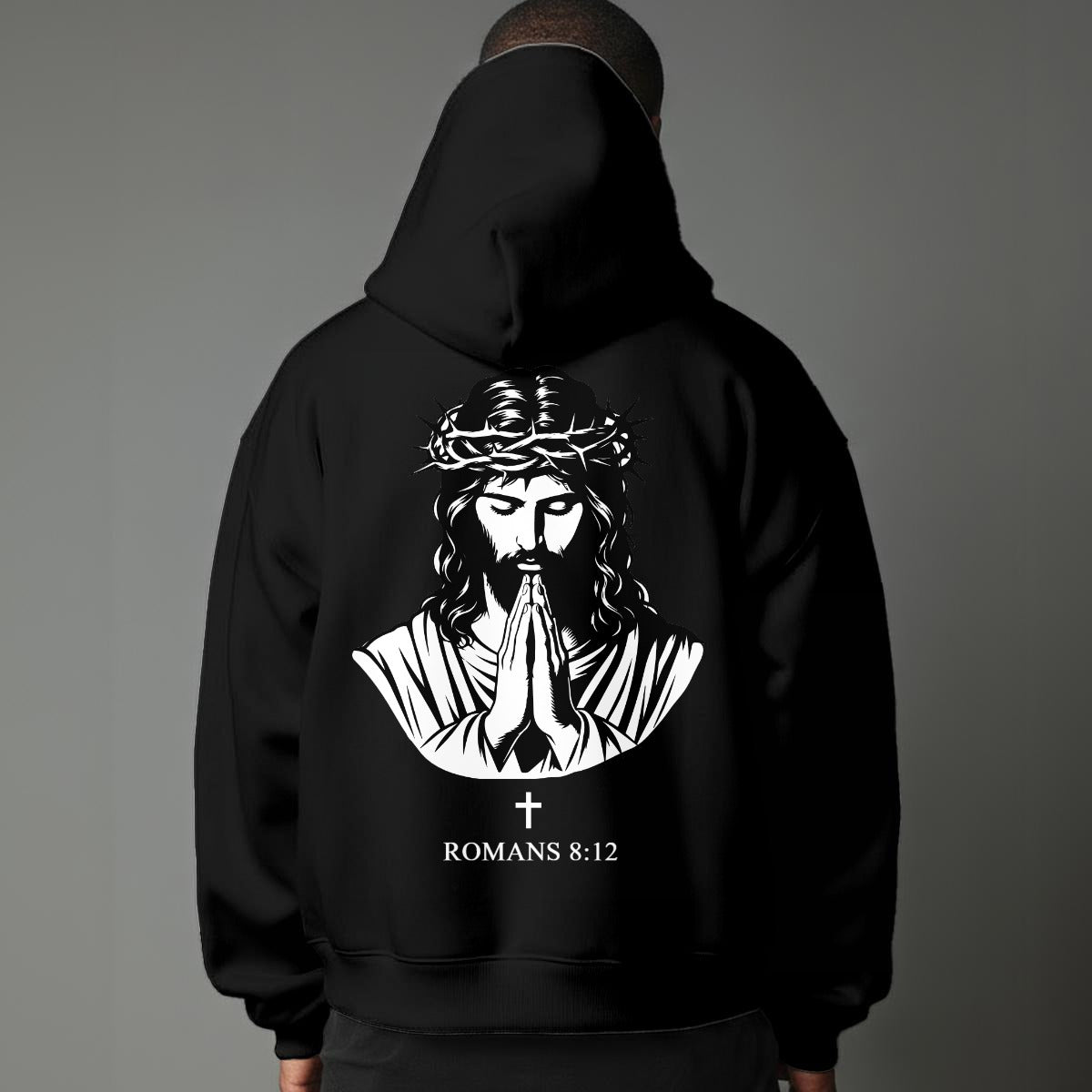 Faith Over Flesh Romans Cross 8:12 Christian Hoodie Unisex Streetwear Dark
