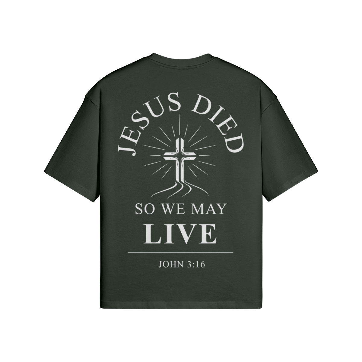 Jesus Died So We May Live Boxy T-Shirt | 100% Cotton Christian Graphic