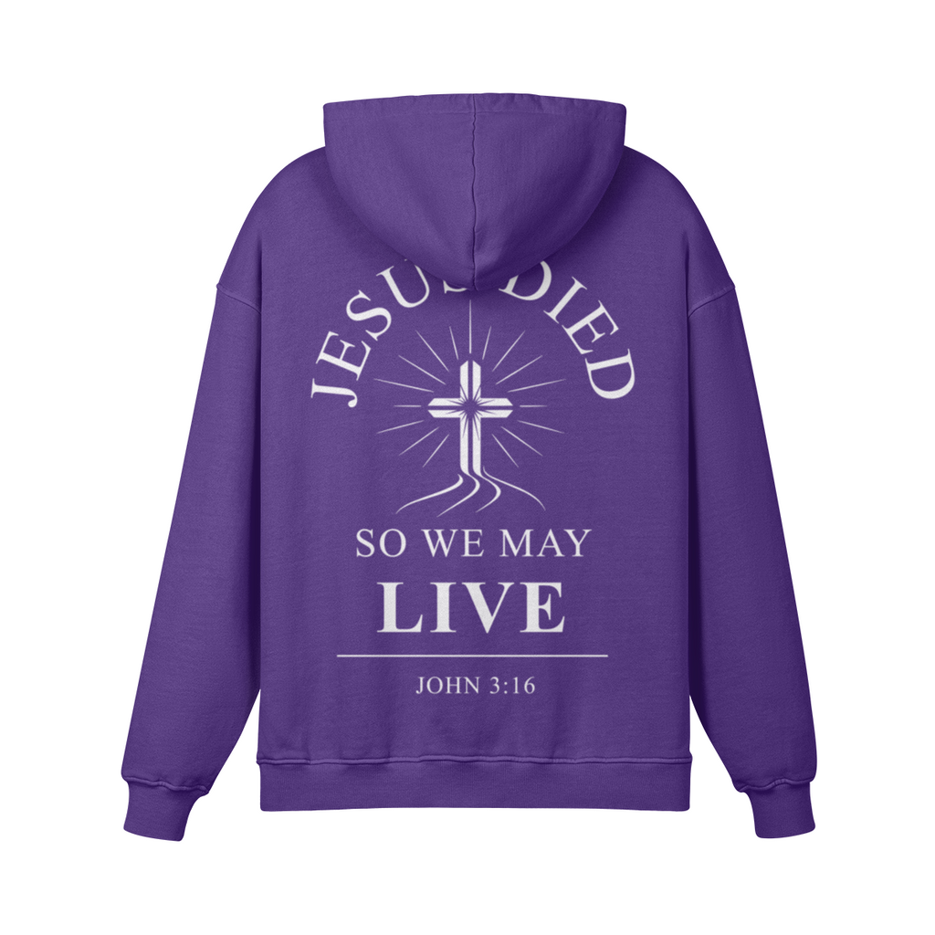 Jesus Died So We May Live – Premium 420GSM Heavyweight Cotton Hoodie