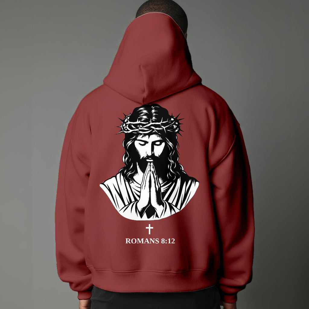 Faith Over Flesh Romans Cross 8:12 Christian Hoodie Unisex Streetwear Dark