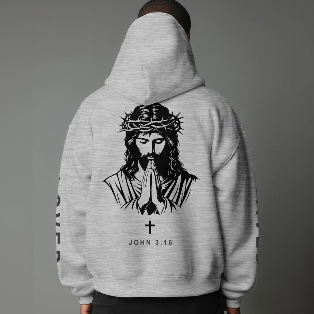 John 3:16 "Jesus Loves You" Christian Fleece Hoodie Unisex Relaxed Fit