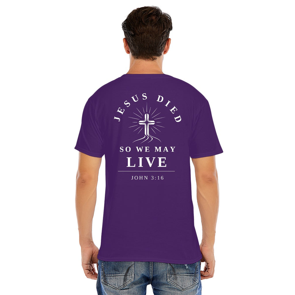 Modern Christian Cross Unisex T-Shirt – "Jesus Died So We May Live" Faith Tee, Black