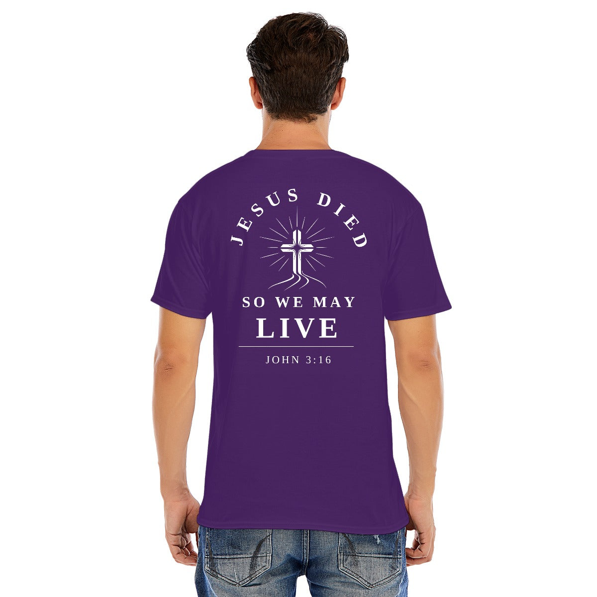 Modern Christian Cross Unisex T-Shirt – "Jesus Died So We May Live" Faith Tee, Black