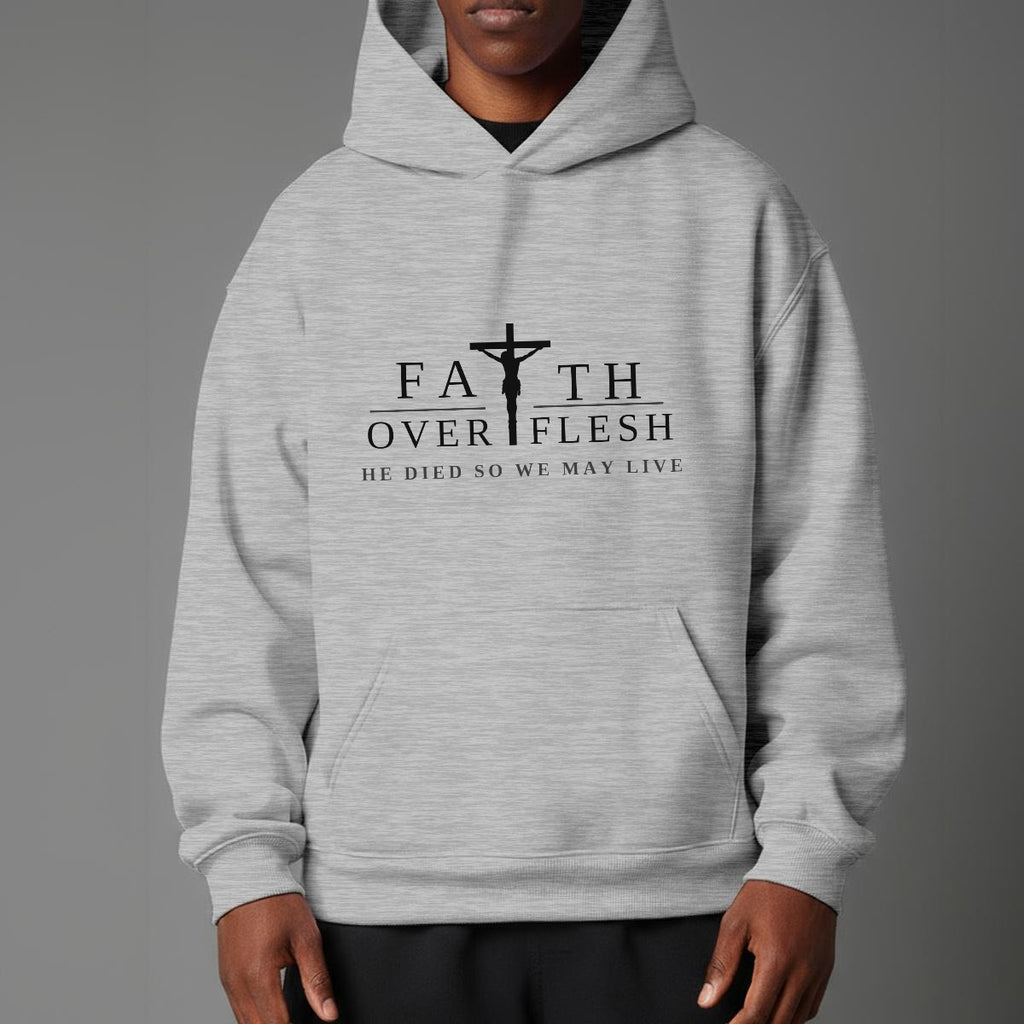 Faith Over Flesh Romans Cross 8:12 Christian Hoodie Unisex Streetwear
