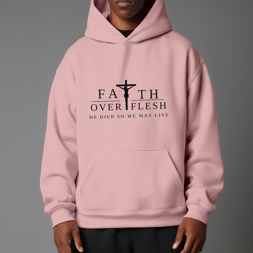 Faith Over Flesh Romans Cross 8:12 Christian Hoodie Unisex Streetwear