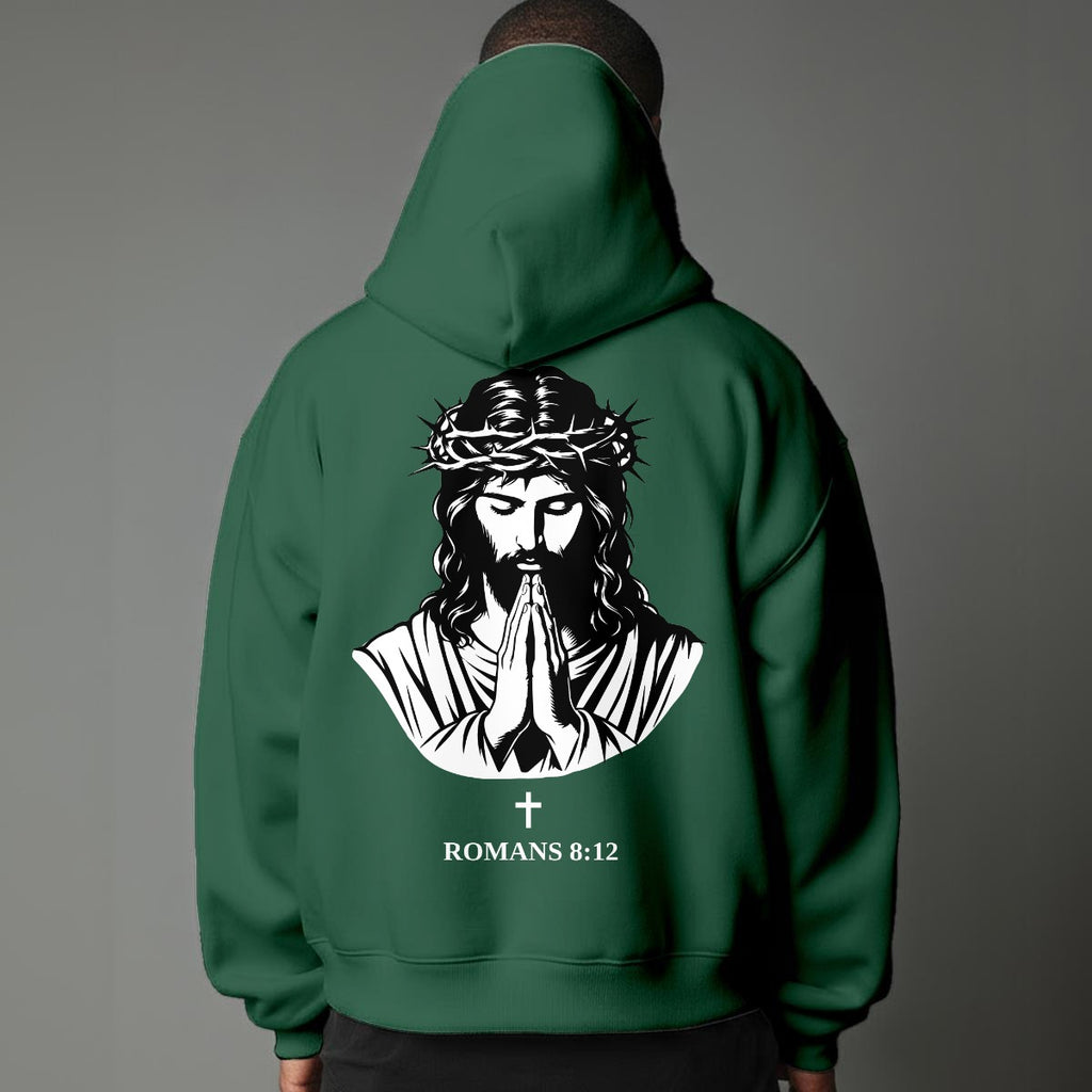 Faith Over Flesh Romans Cross 8:12 Christian Hoodie Unisex Streetwear Dark