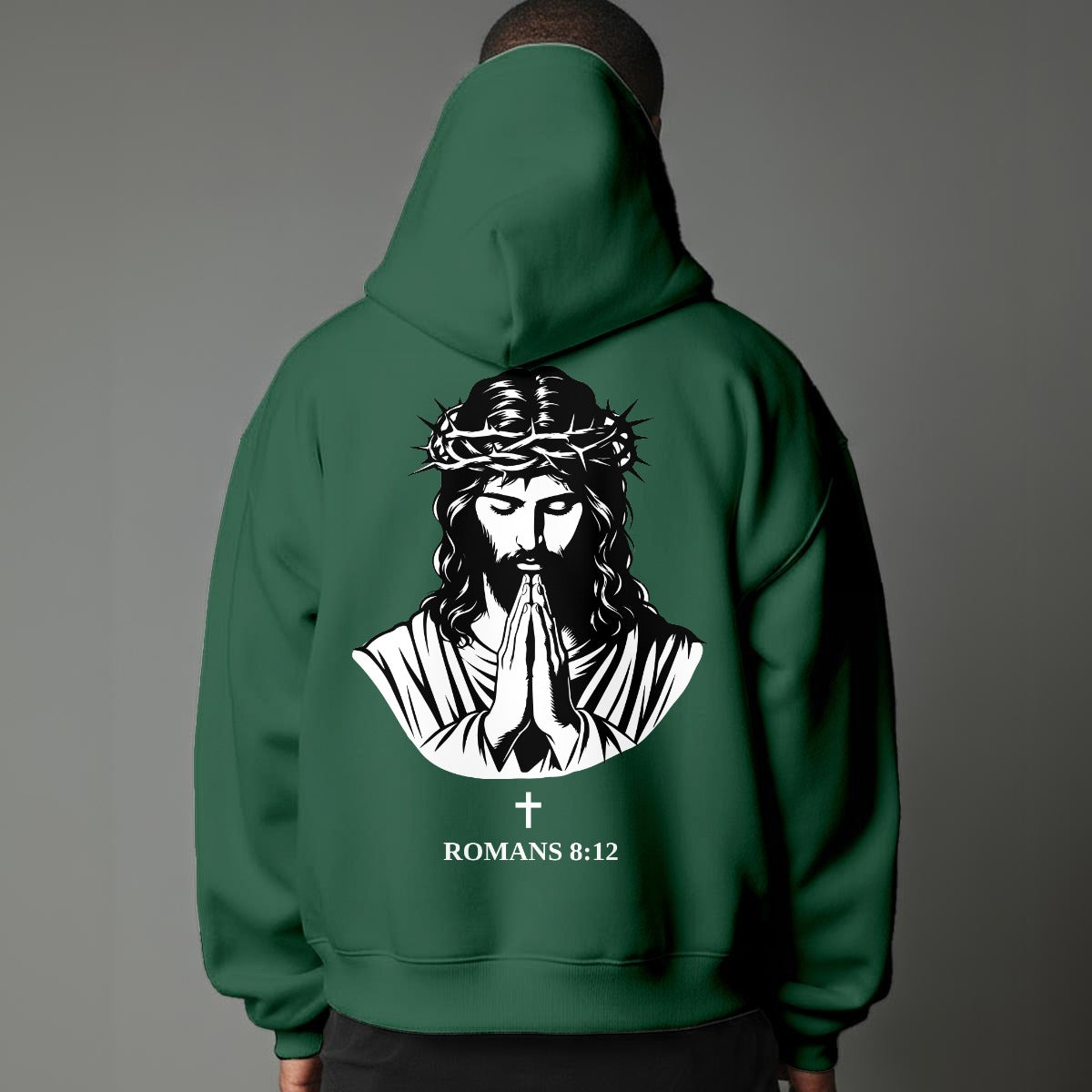 Faith Over Flesh Romans Cross 8:12 Christian Hoodie Unisex Streetwear Dark