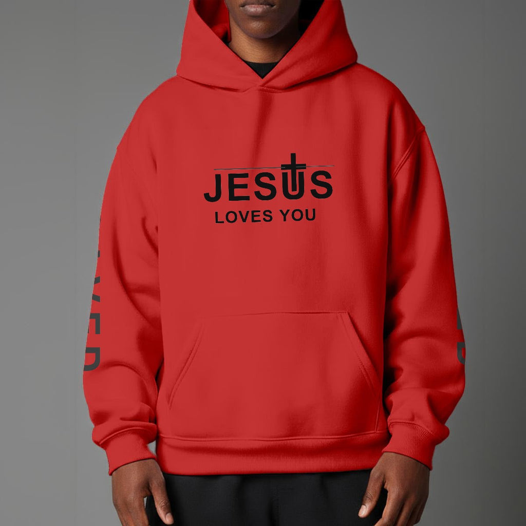 John 3:16 "Jesus Loves You" Christian Fleece Hoodie Unisex Relaxed Fit