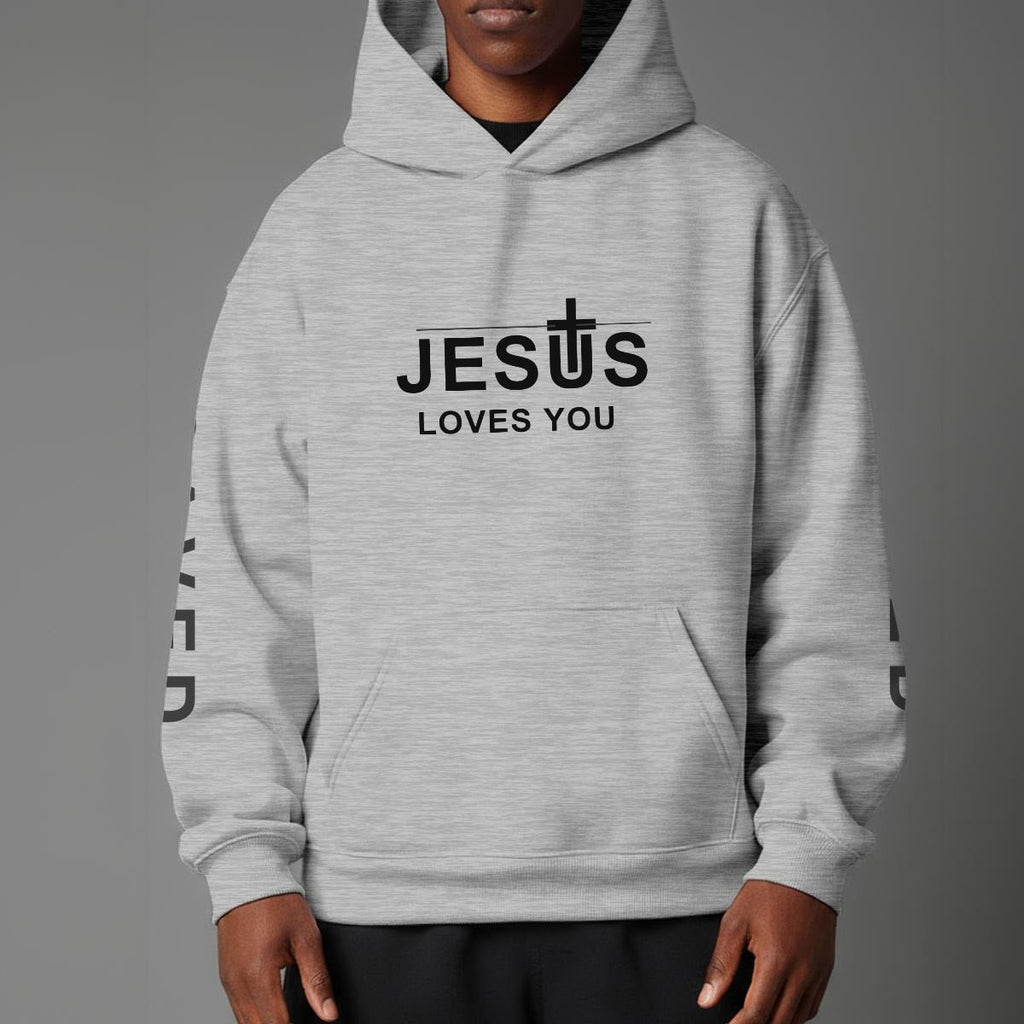 John 3:16 "Jesus Loves You" Christian Fleece Hoodie Unisex Relaxed Fit