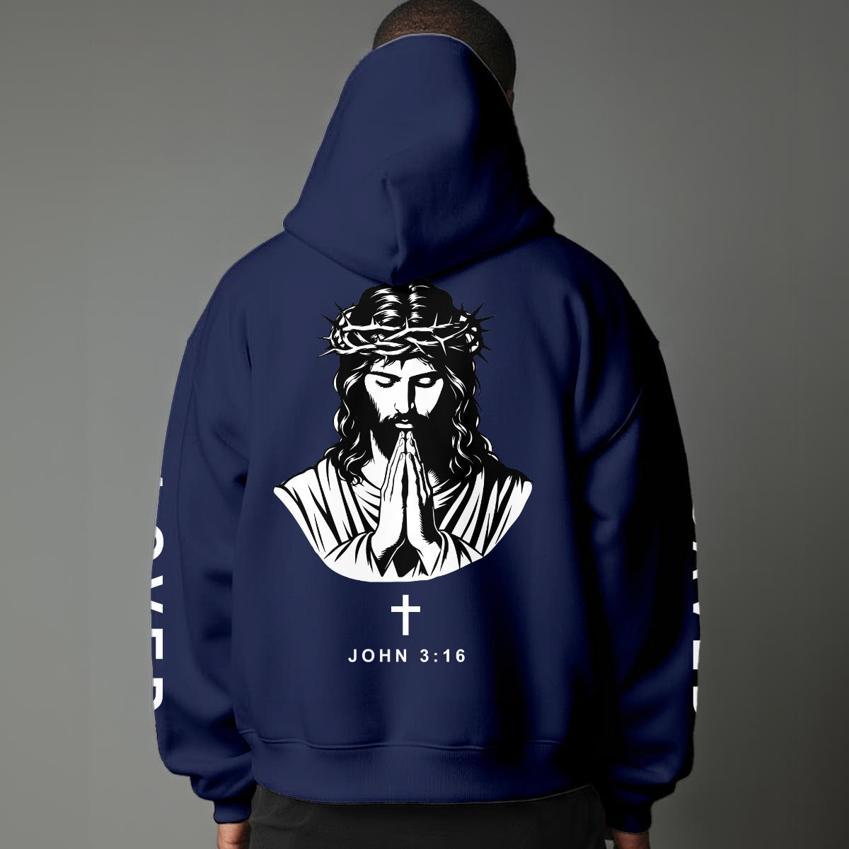John 3:16 "Jesus Loves You" Christian Fleece Hoodie Unisex Relaxed Fit black