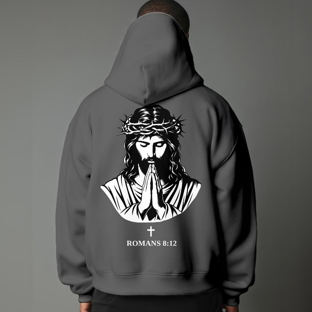 Faith Over Flesh Romans Cross 8:12 Christian Hoodie Unisex Streetwear Dark