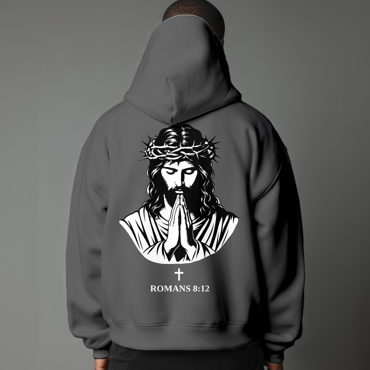Faith Over Flesh Romans Cross 8:12 Christian Hoodie Unisex Streetwear Dark