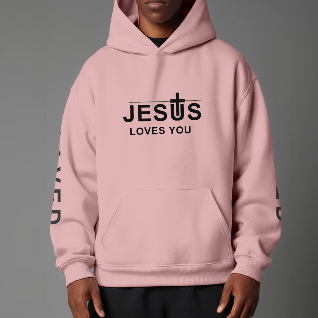 John 3:16 "Jesus Loves You" Christian Fleece Hoodie Unisex Relaxed Fit